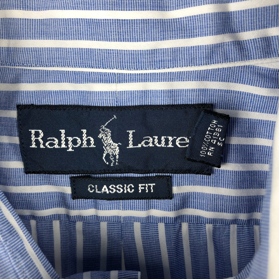 Ralph Lauren Classic Fit Long Sleeve Button Down Striped Shirt, Men's Size L cotton blue type Vintage Second Hand