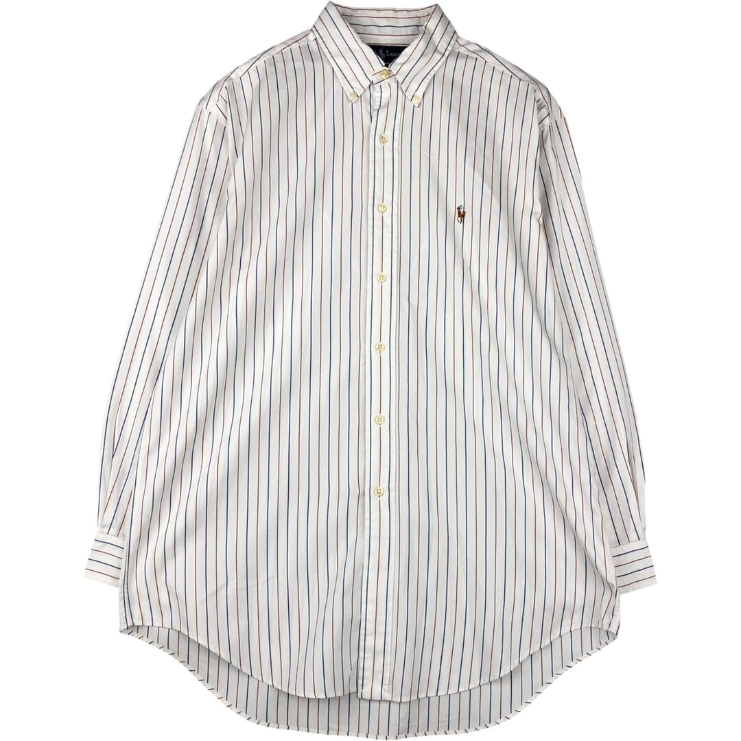 Ralph Lauren YARMOUTH Long Sleeve Button-Down Striped Shirt, Men's Size L cotton white type Vintage Second Hand