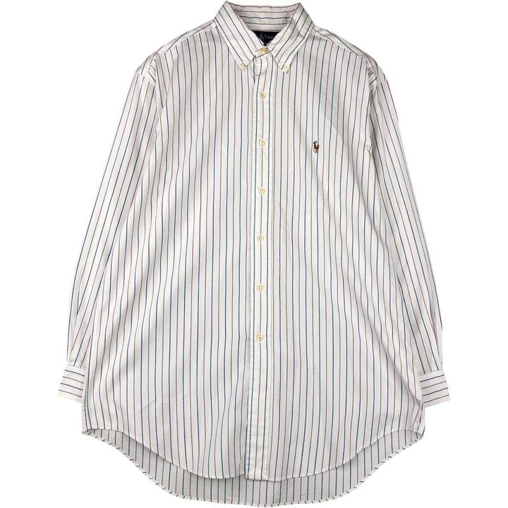 Ralph Lauren YARMOUTH Long Sleeve Button-Down Striped Shirt, Men's Size L cotton white type Vintage Second Hand
