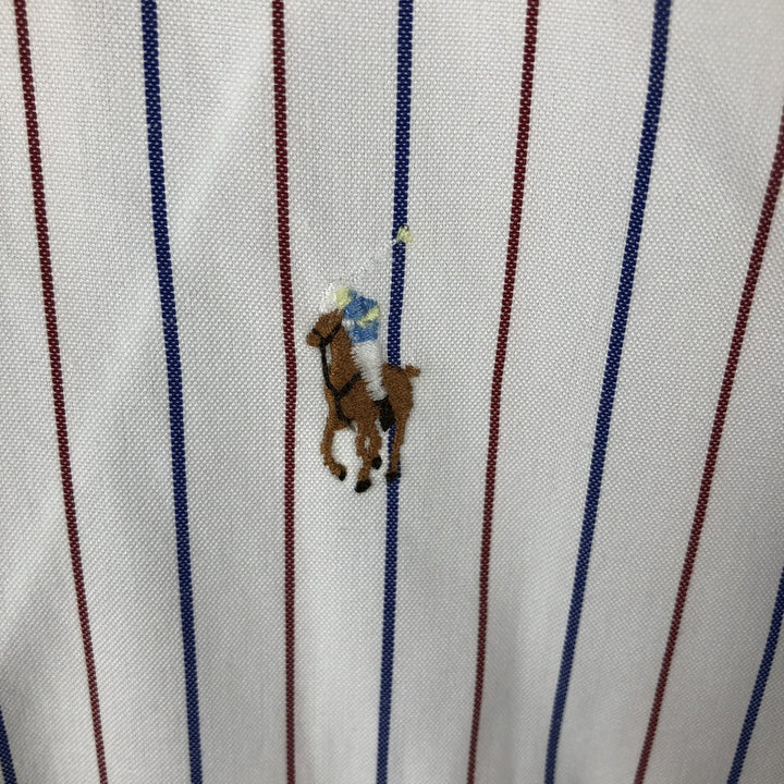 Ralph Lauren YARMOUTH Long Sleeve Button-Down Striped Shirt, Men's Size L cotton white type Vintage Second Hand