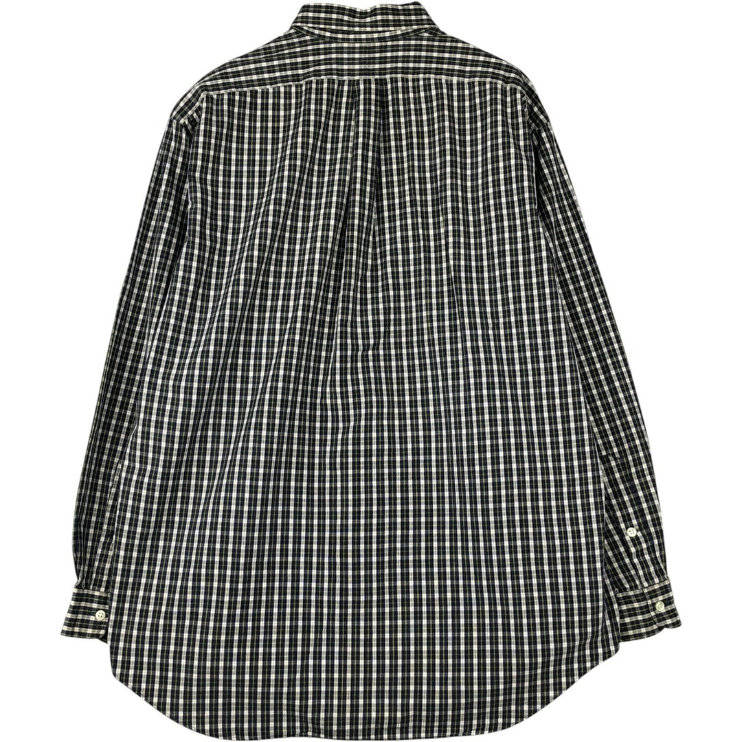 Ralph Lauren BLAKE long sleeve button down check shirt, men's size L cotton navy blue type Vintage Second Hand