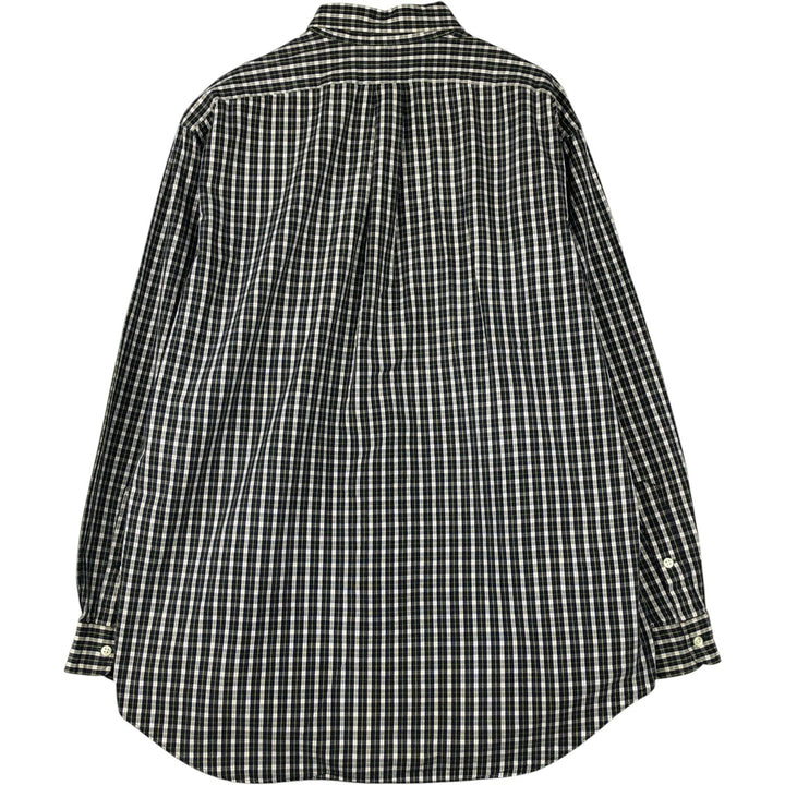 Ralph Lauren BLAKE long sleeve button down check shirt, men's size L cotton navy blue type Vintage Second Hand