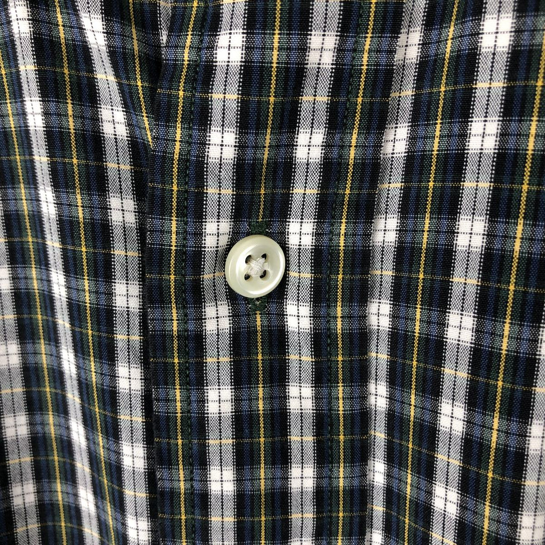 Ralph Lauren BLAKE long sleeve button down check shirt, men's size L cotton navy blue type Vintage Second Hand