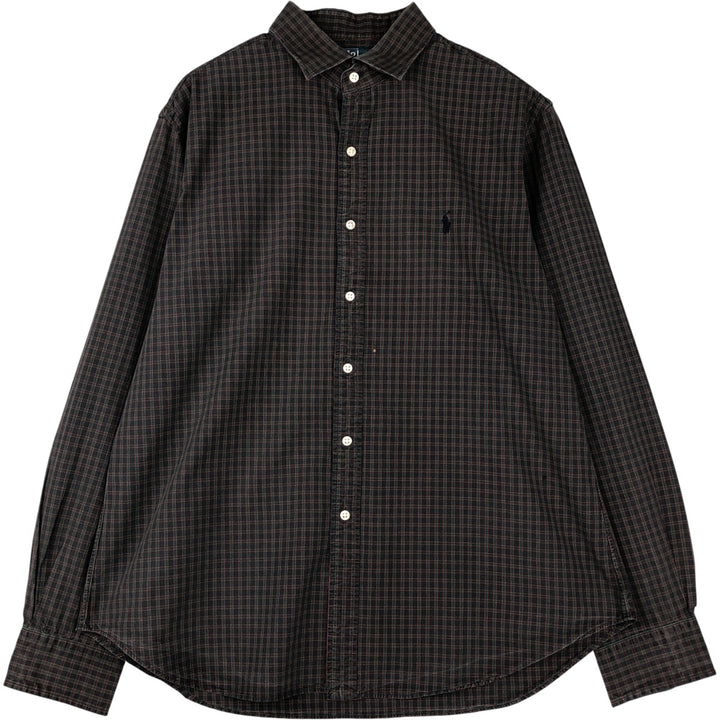 Ralph Lauren POLO by Ralph Lauren REGENT long-sleeved wide-collar cotton check shirt, men's size XL cotton red type Vintage Second Hand