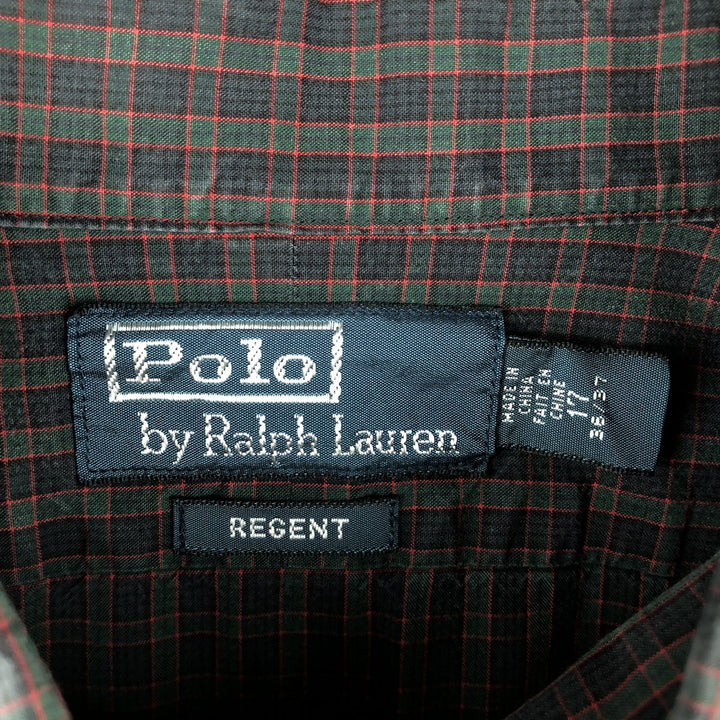 Ralph Lauren POLO by Ralph Lauren REGENT long-sleeved wide-collar cotton check shirt, men's size XL cotton red type Vintage Second Hand