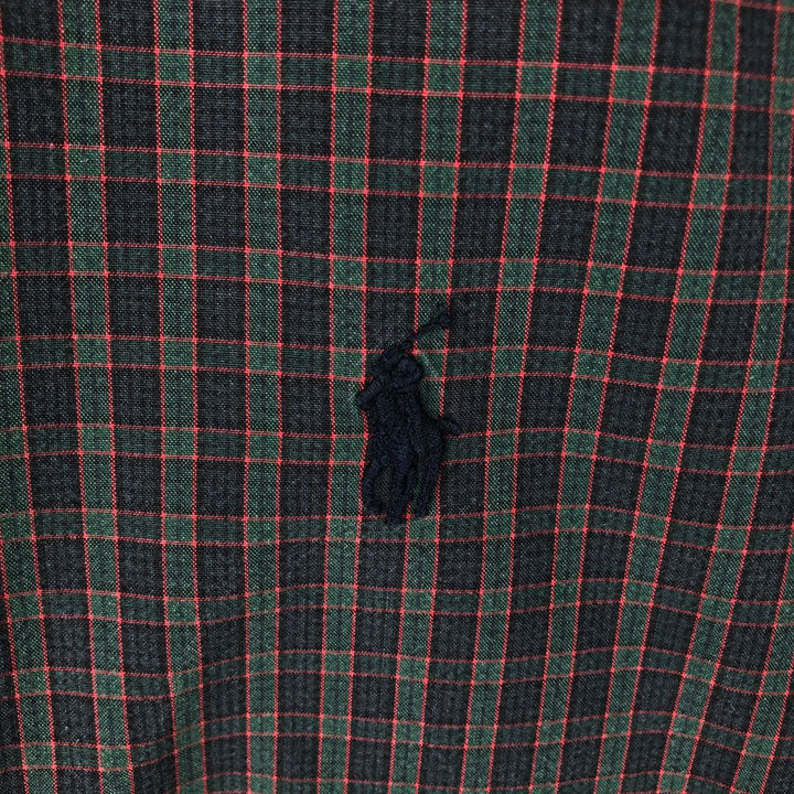 Ralph Lauren POLO by Ralph Lauren REGENT long-sleeved wide-collar cotton check shirt, men's size XL cotton red type Vintage Second Hand