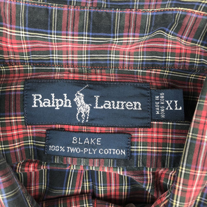 Ralph Lauren BLAKE Tartan Check Long Sleeve Button-Down Check Shirt Men's XL cotton red type Vintage Second Hand