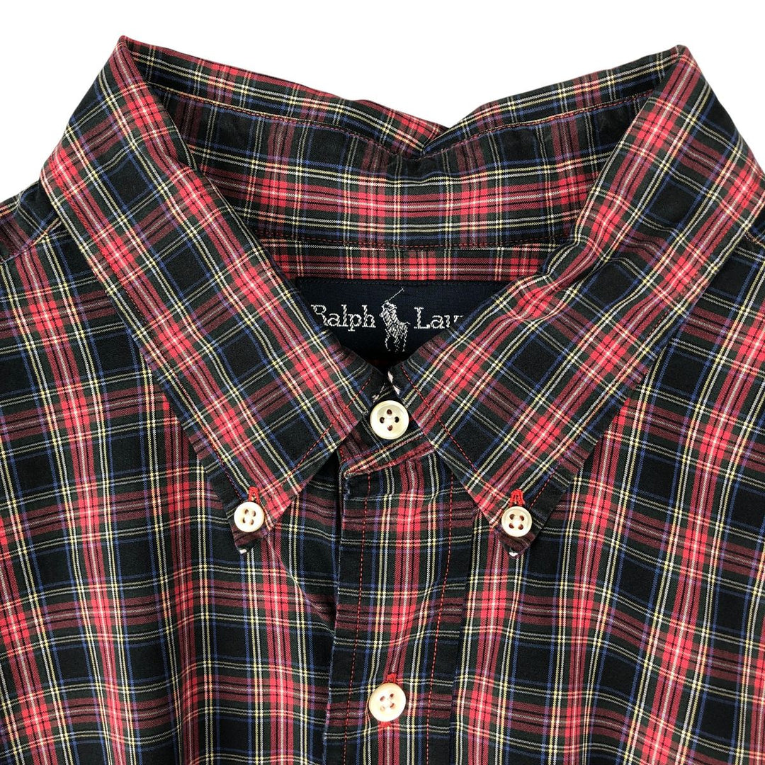 Ralph Lauren BLAKE Tartan Check Long Sleeve Button-Down Check Shirt Men's XL cotton red type Vintage Second Hand