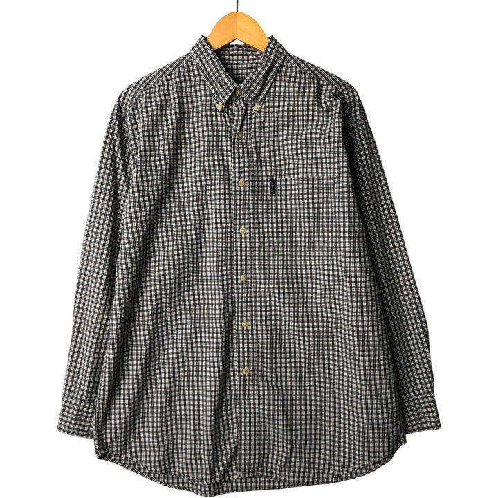 Ralph Lauren CHAPS Long Sleeve Button-Down Check Shirt, Men's Size L cotton navy blue type Vintage Second Hand