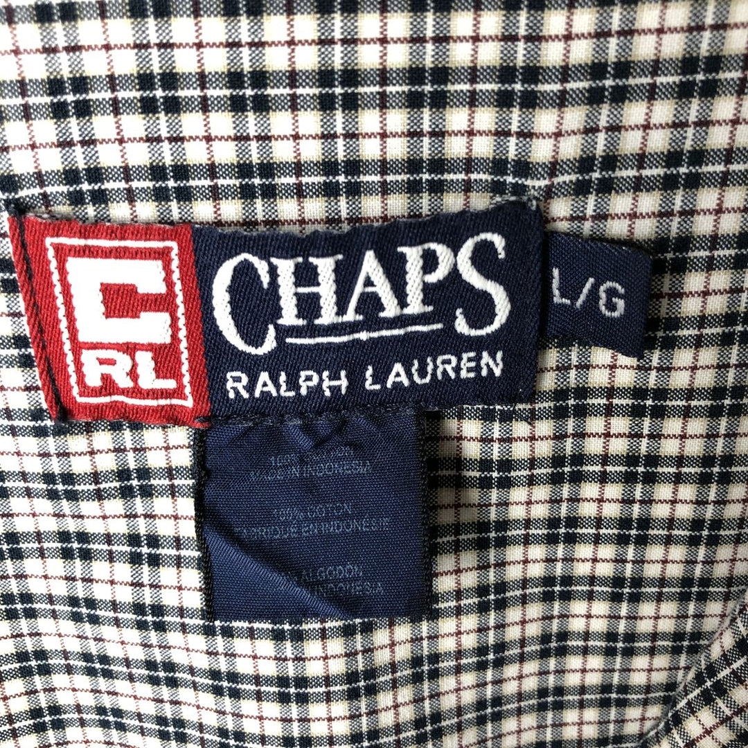Ralph Lauren CHAPS Long Sleeve Button-Down Check Shirt, Men's Size L cotton navy blue type Vintage Second Hand