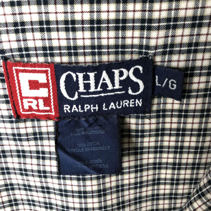 Ralph Lauren CHAPS Long Sleeve Button-Down Check Shirt, Men's Size L cotton navy blue type Vintage Second Hand