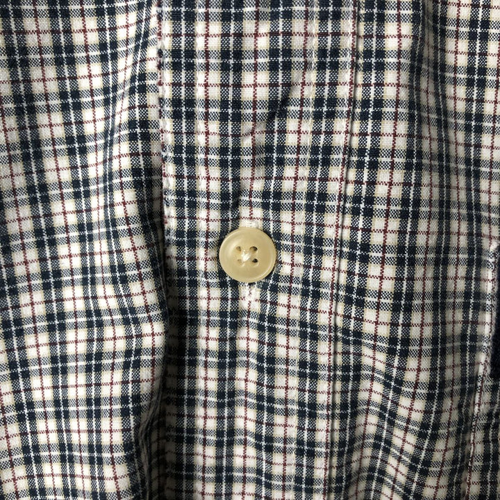 Ralph Lauren CHAPS Long Sleeve Button-Down Check Shirt, Men's Size L cotton navy blue type Vintage Second Hand
