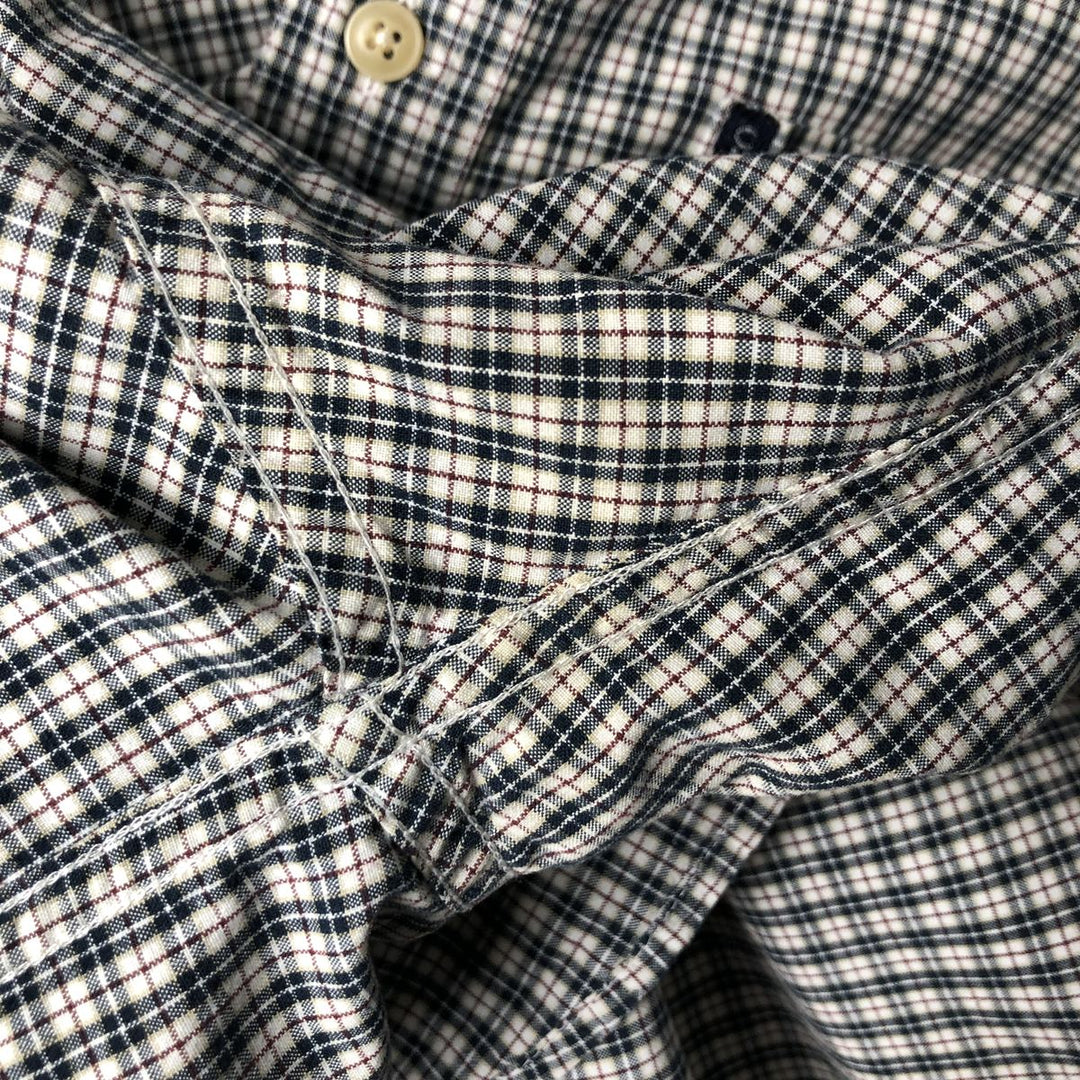 Ralph Lauren CHAPS Long Sleeve Button-Down Check Shirt, Men's Size L cotton navy blue type Vintage Second Hand
