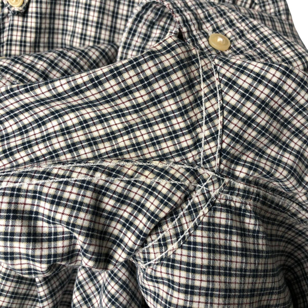 Ralph Lauren CHAPS Long Sleeve Button-Down Check Shirt, Men's Size L cotton navy blue type Vintage Second Hand