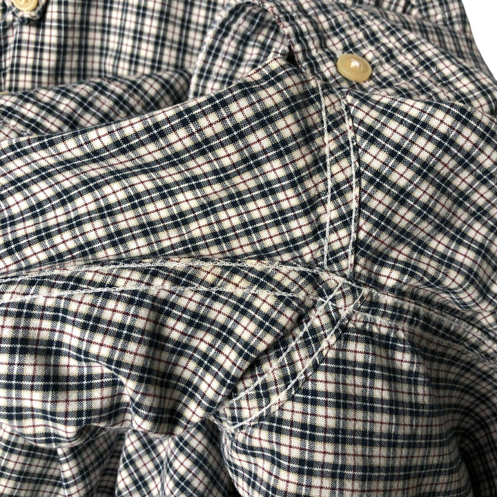 Ralph Lauren CHAPS Long Sleeve Button-Down Check Shirt, Men's Size L cotton navy blue type Vintage Second Hand
