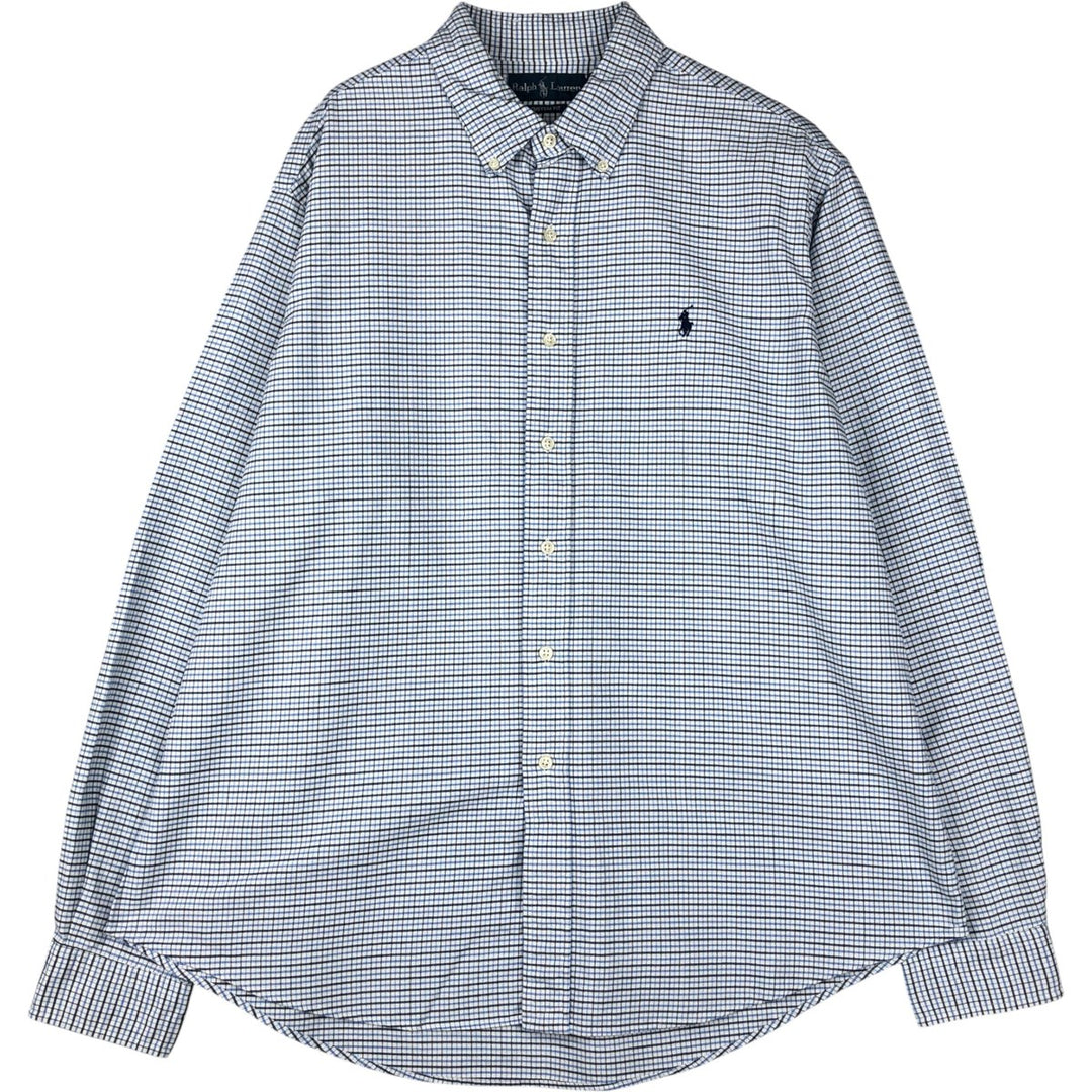 Ralph Lauren CUSTOM FIT long sleeve button down check shirt men's XL size cotton white type Vintage Second Hand