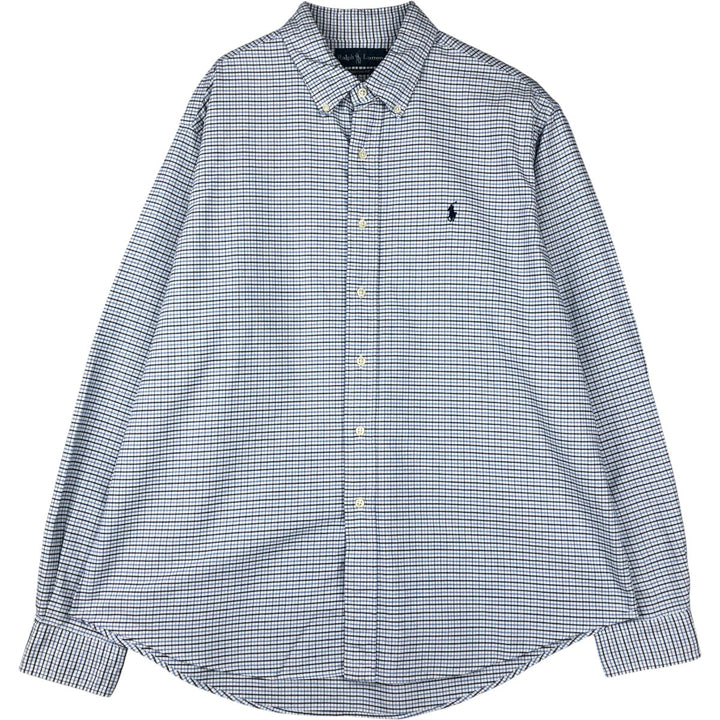 Ralph Lauren CUSTOM FIT long sleeve button down check shirt men's XL size cotton white type Vintage Second Hand
