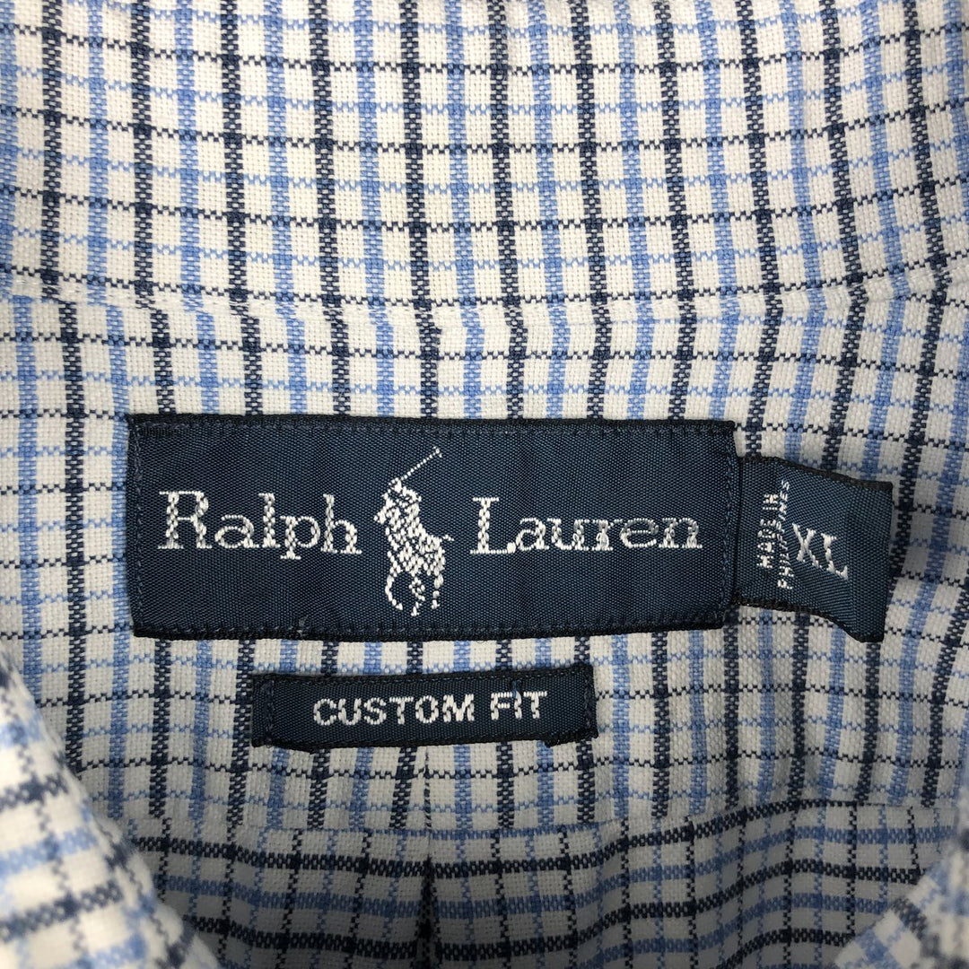 Ralph Lauren CUSTOM FIT long sleeve button down check shirt men's XL size cotton white type Vintage Second Hand