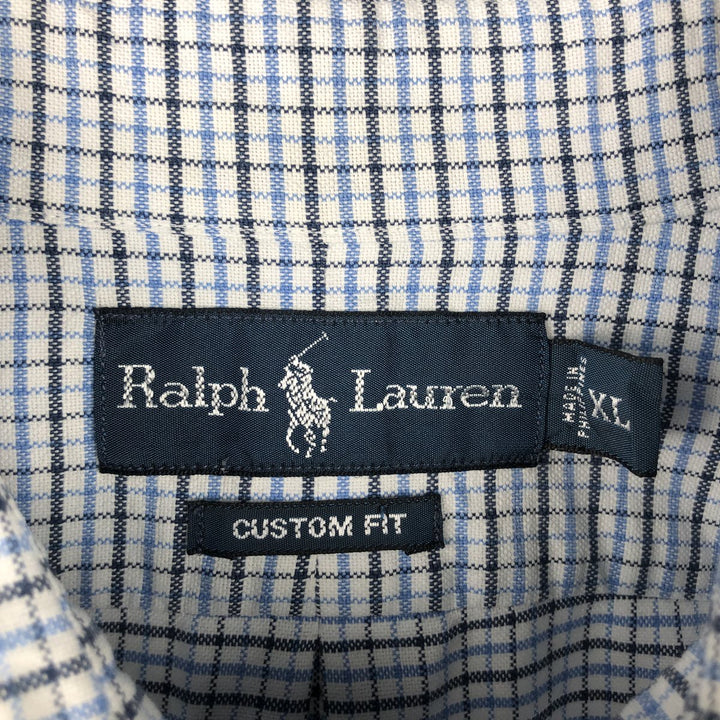 Ralph Lauren CUSTOM FIT long sleeve button down check shirt men's XL size cotton white type Vintage Second Hand