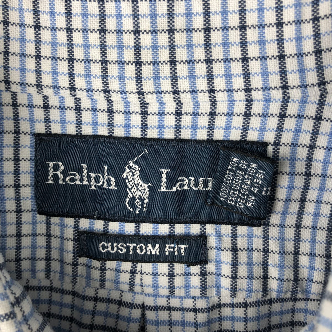 Ralph Lauren CUSTOM FIT long sleeve button down check shirt men's XL size cotton white type Vintage Second Hand