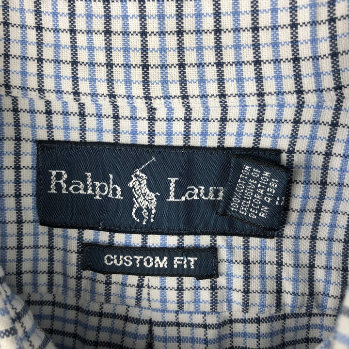 Ralph Lauren CUSTOM FIT long sleeve button down check shirt men's XL size cotton white type Vintage Second Hand