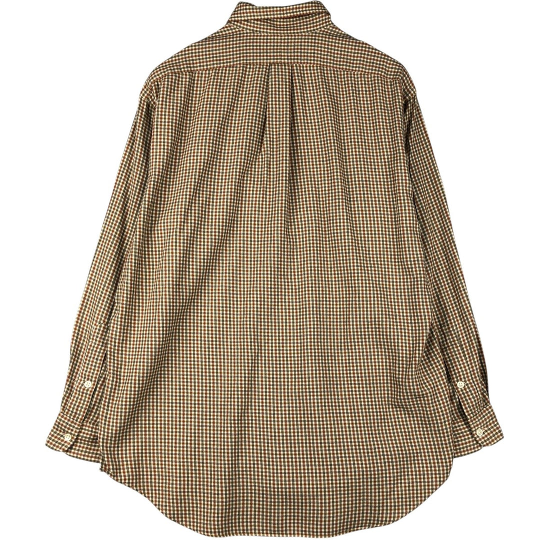 Ralph Lauren BLAKE long sleeve button down check shirt, men's size M cotton Khaki type beige Vintage Second Hand