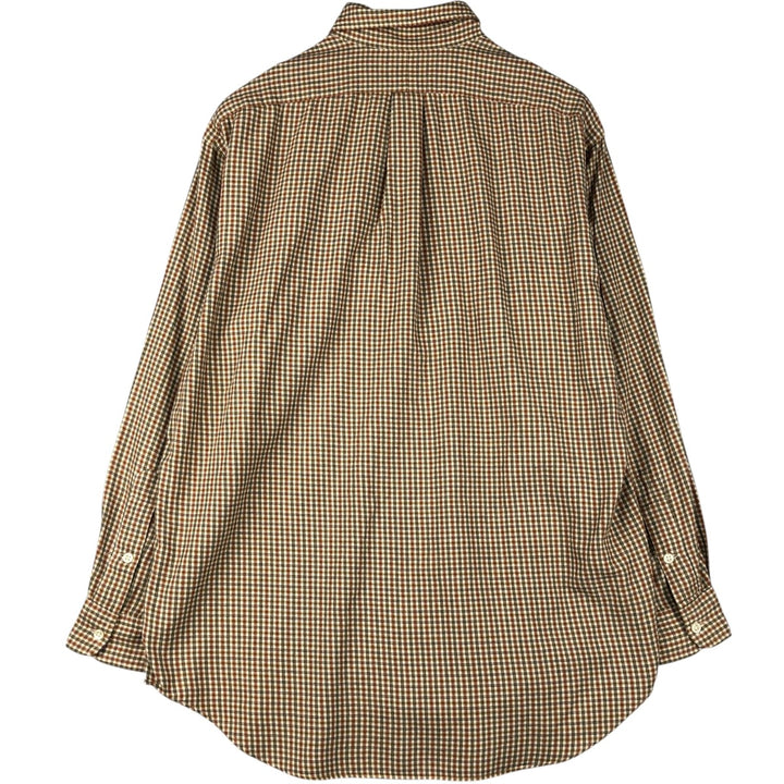 Ralph Lauren BLAKE long sleeve button down check shirt, men's size M cotton Khaki type beige Vintage Second Hand