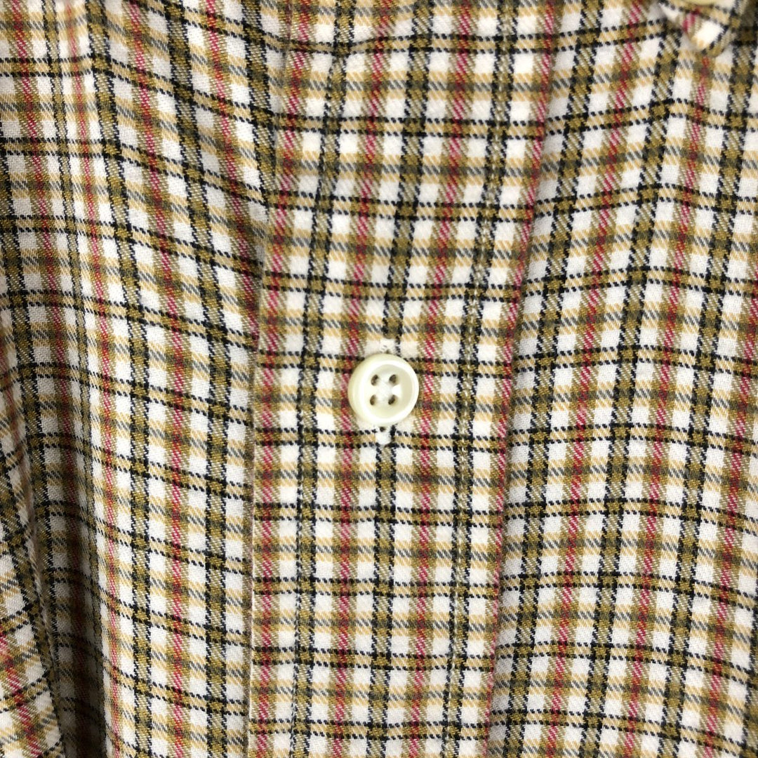 Ralph Lauren BLAKE long sleeve button down check shirt, men's size M cotton Khaki type beige Vintage Second Hand