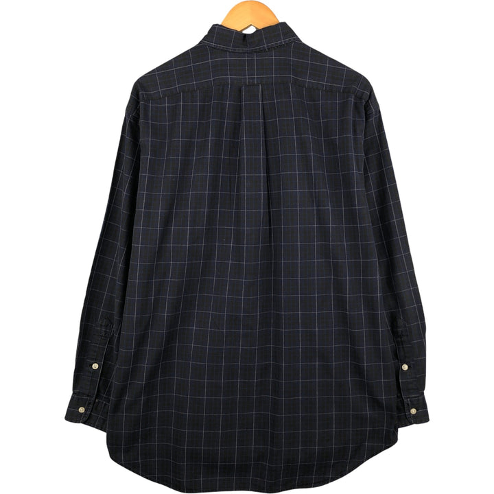 Ralph Lauren BLAKE long sleeve button down check shirt, men's size L cotton navy blue type Vintage Second Hand