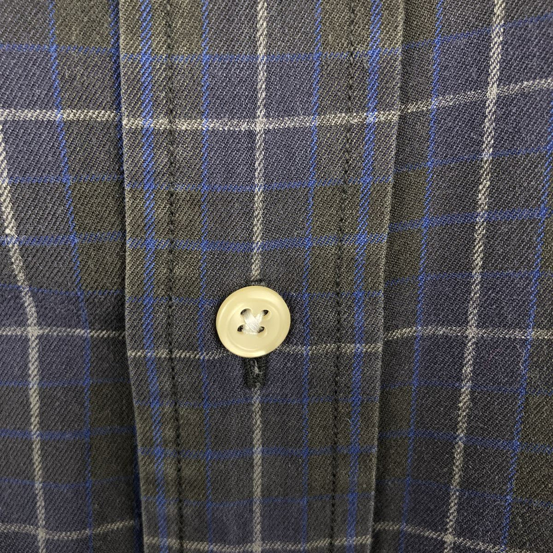 Ralph Lauren BLAKE long sleeve button down check shirt, men's size L cotton navy blue type Vintage Second Hand