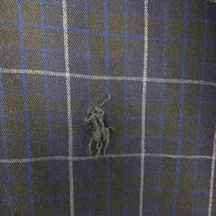 Ralph Lauren BLAKE long sleeve button down check shirt, men's size L cotton navy blue type Vintage Second Hand