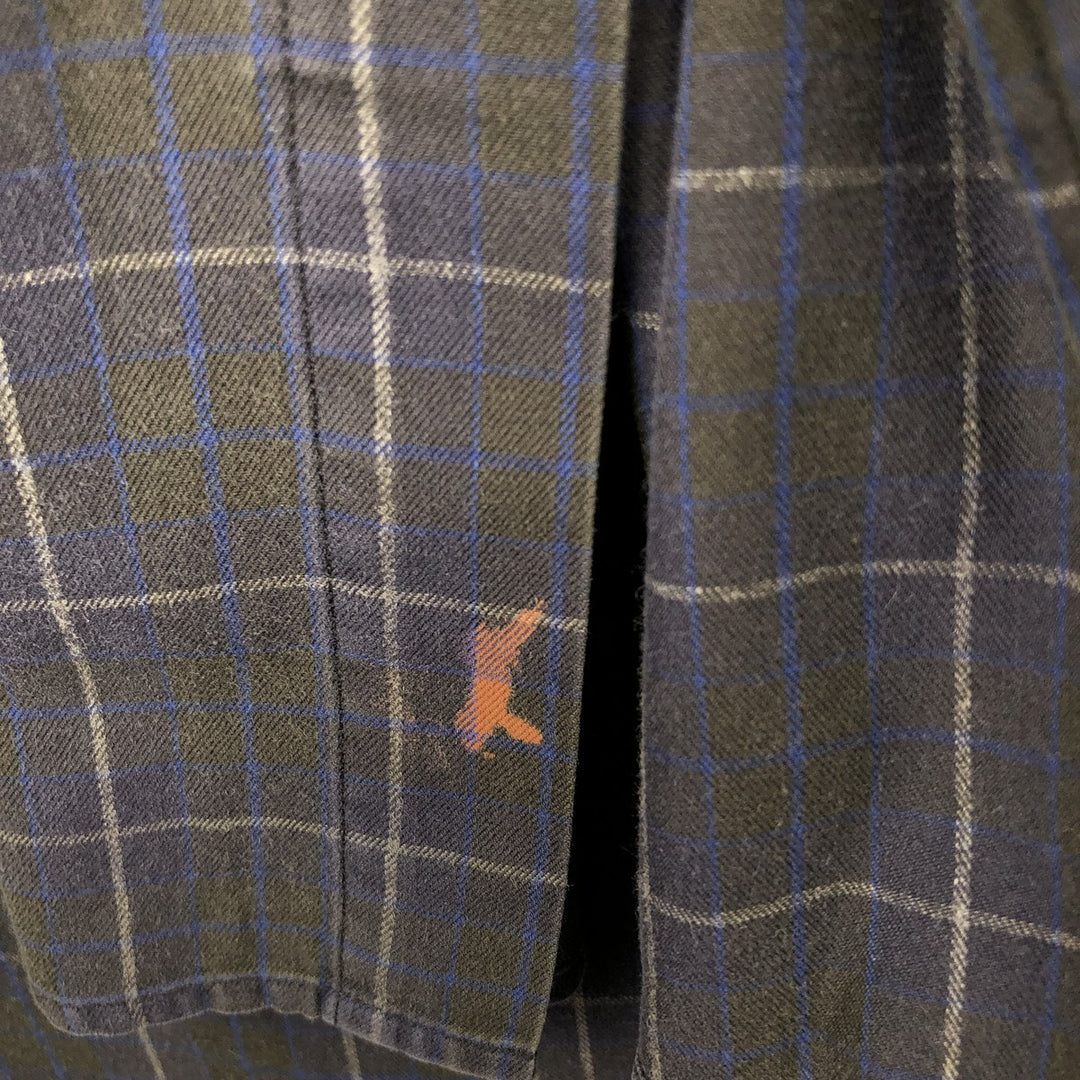 Ralph Lauren BLAKE long sleeve button down check shirt, men's size L cotton navy blue type Vintage Second Hand