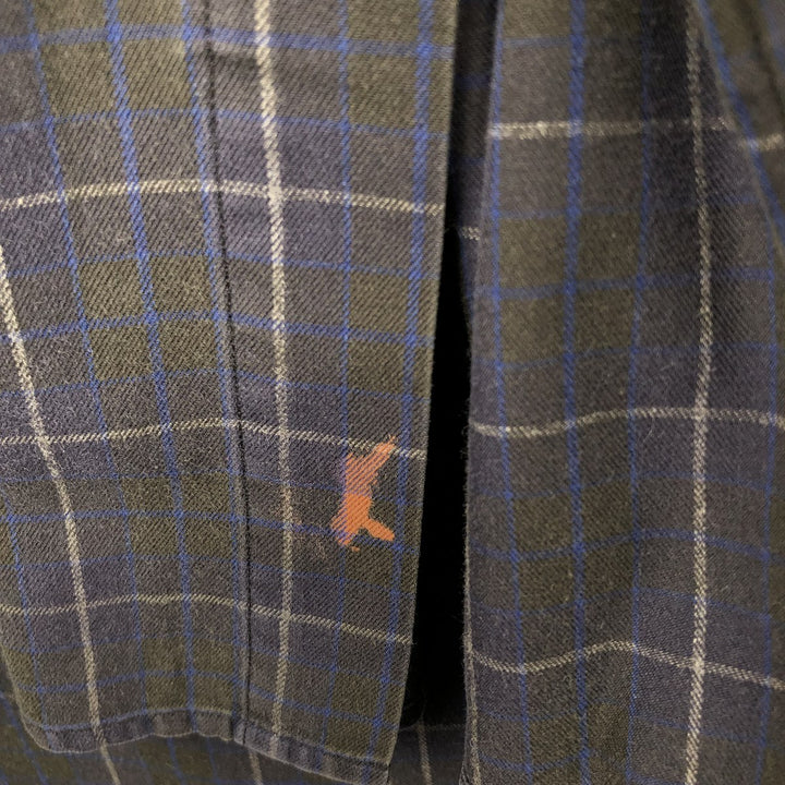 Ralph Lauren BLAKE long sleeve button down check shirt, men's size L cotton navy blue type Vintage Second Hand