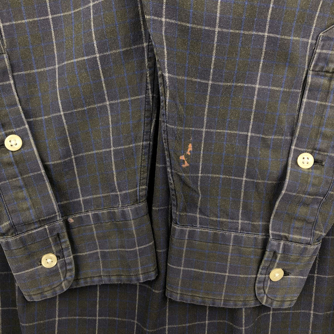 Ralph Lauren BLAKE long sleeve button down check shirt, men's size L cotton navy blue type Vintage Second Hand