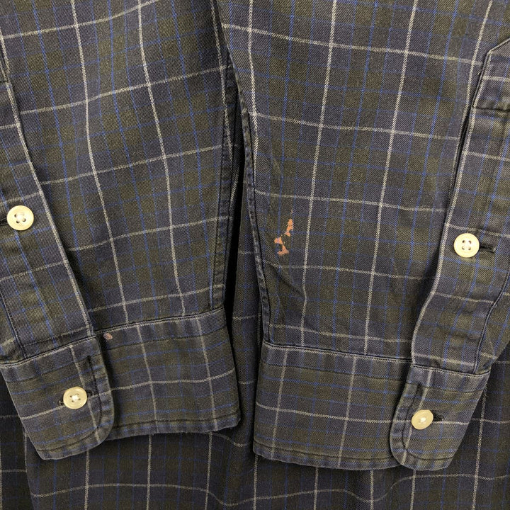 Ralph Lauren BLAKE long sleeve button down check shirt, men's size L cotton navy blue type Vintage Second Hand