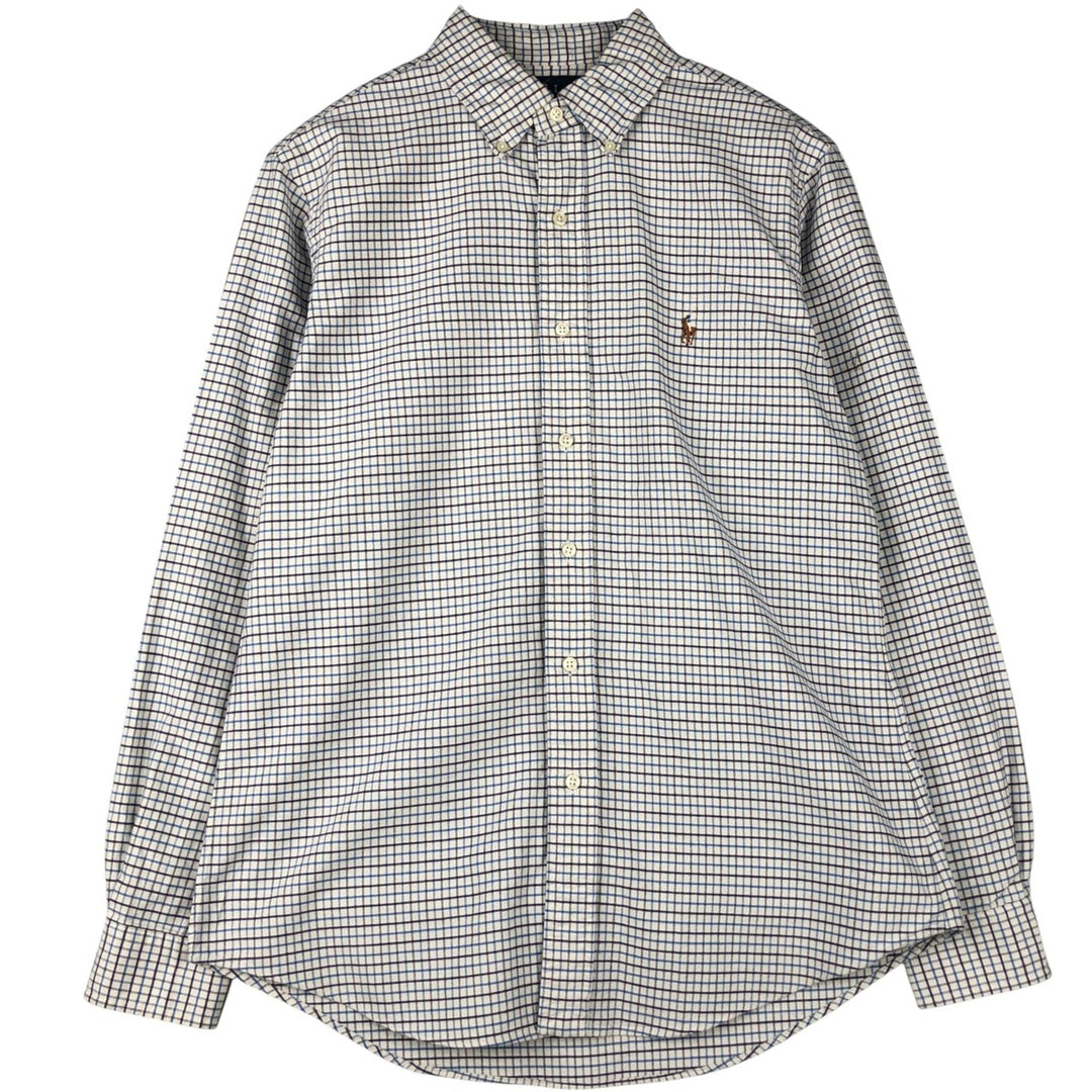 Ralph Lauren CUSTOM FIT long sleeve button down check shirt men's size M cotton white type Vintage Second Hand