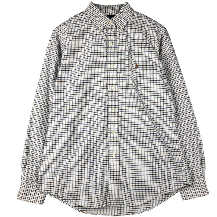 Ralph Lauren CUSTOM FIT long sleeve button down check shirt men's size M cotton white type Vintage Second Hand