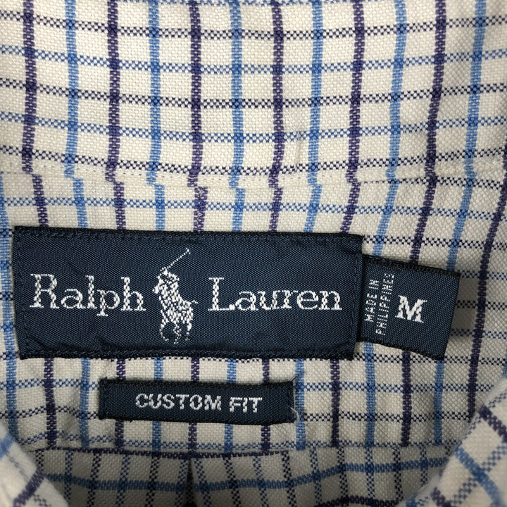 Ralph Lauren CUSTOM FIT long sleeve button down check shirt men's size M cotton white type Vintage Second Hand