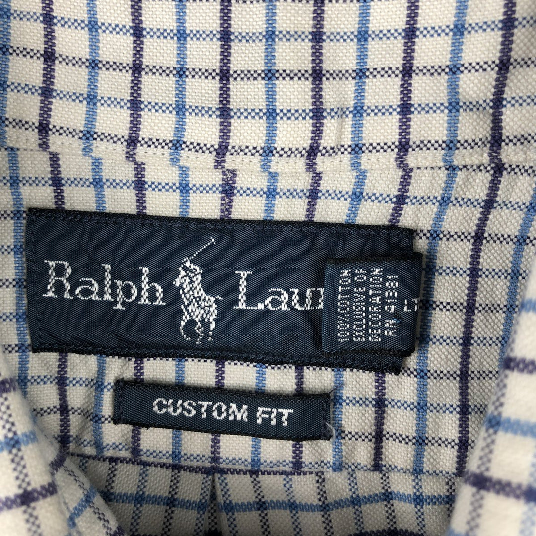Ralph Lauren CUSTOM FIT long sleeve button down check shirt men's size M cotton white type Vintage Second Hand