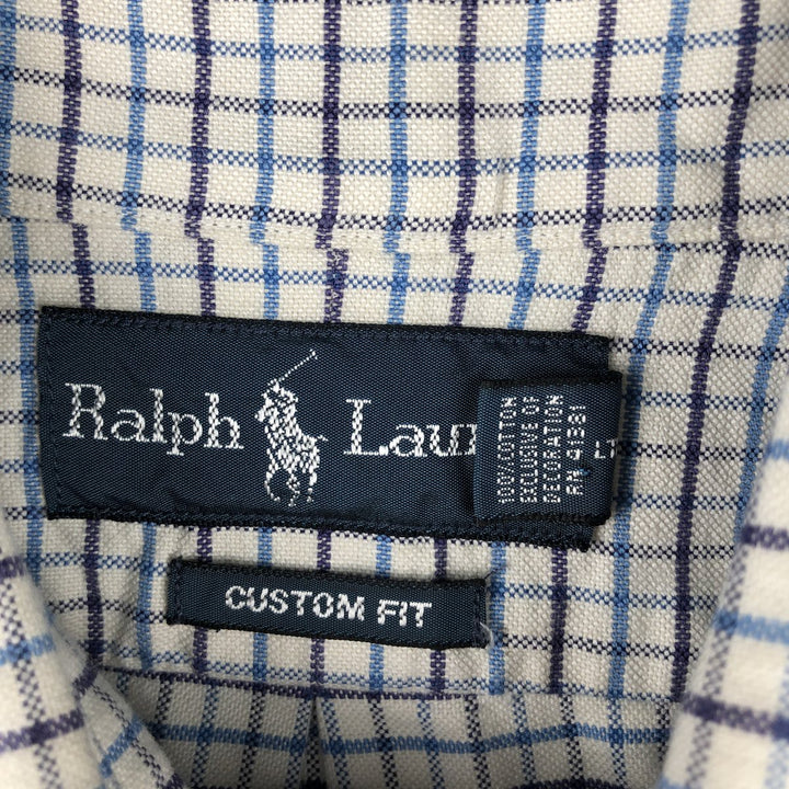 Ralph Lauren CUSTOM FIT long sleeve button down check shirt men's size M cotton white type Vintage Second Hand