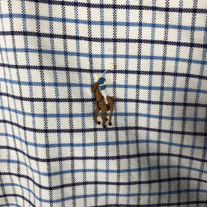 Ralph Lauren CUSTOM FIT long sleeve button down check shirt men's size M cotton white type Vintage Second Hand