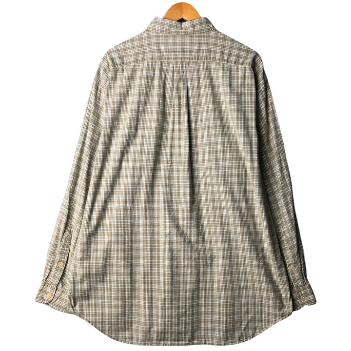 Ralph Lauren SPORT long-sleeved button-down check shirt, men's size XL cotton Khaki type beige Vintage Second Hand
