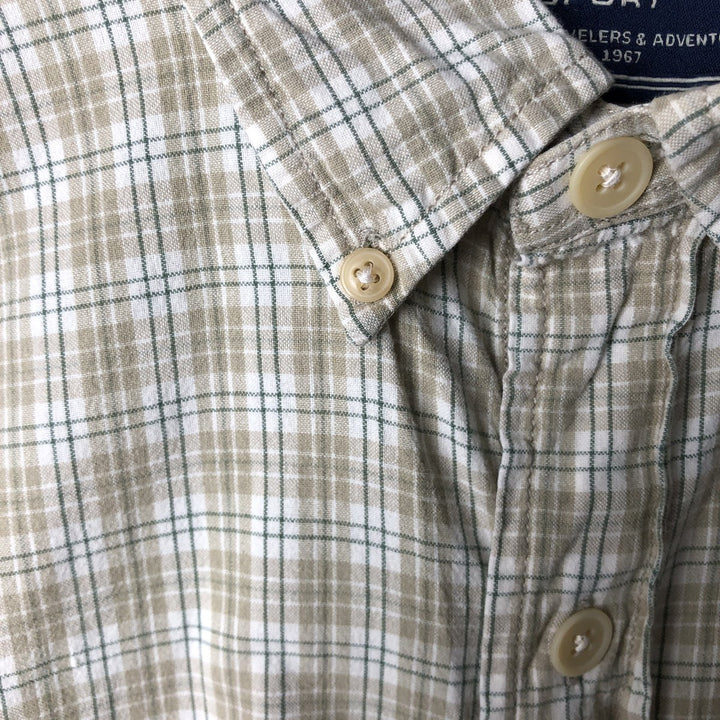 Ralph Lauren SPORT long-sleeved button-down check shirt, men's size XL cotton Khaki type beige Vintage Second Hand
