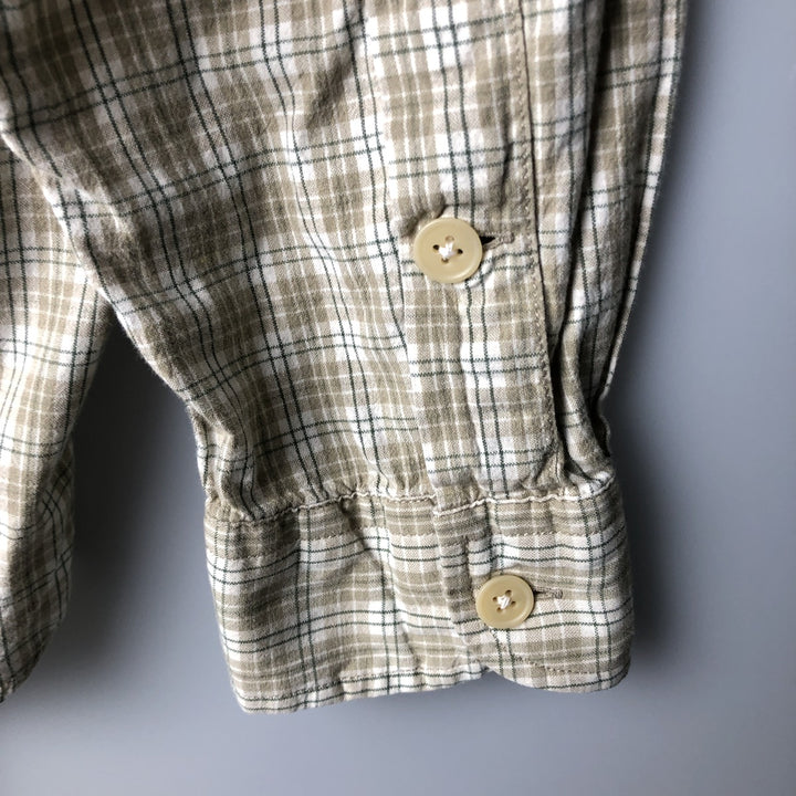 Ralph Lauren SPORT long-sleeved button-down check shirt, men's size XL cotton Khaki type beige Vintage Second Hand