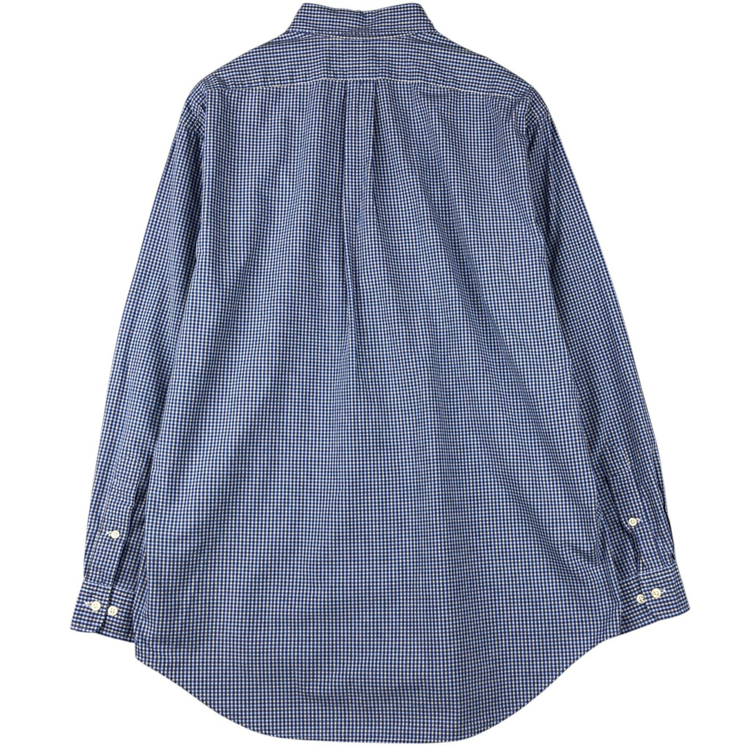 Ralph Lauren YARMOUTH Long Sleeve Button-Down Check Shirt, Men's Size L cotton blue type Vintage Second Hand