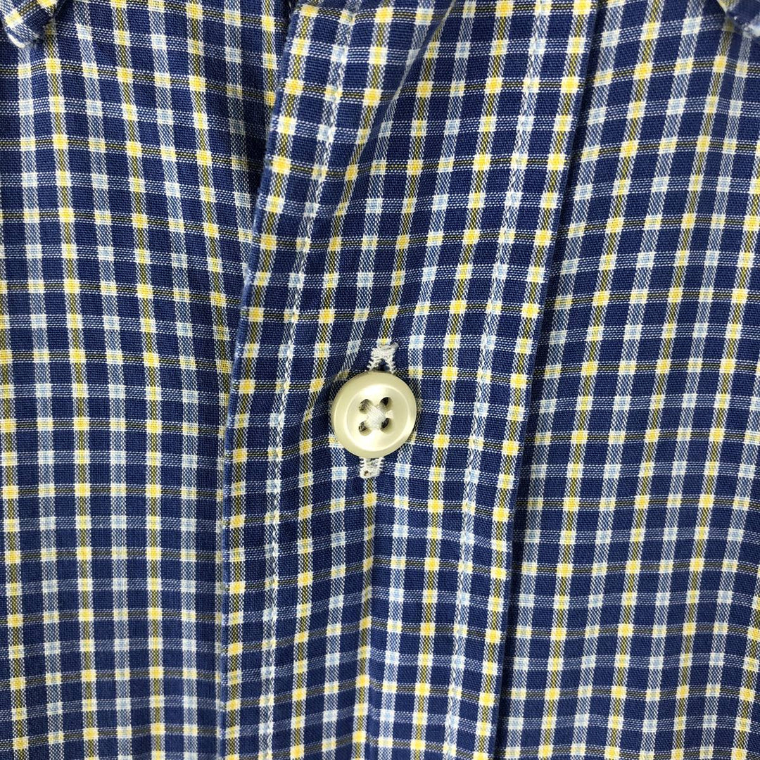 Ralph Lauren YARMOUTH Long Sleeve Button-Down Check Shirt, Men's Size L cotton blue type Vintage Second Hand