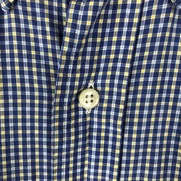 Ralph Lauren YARMOUTH Long Sleeve Button-Down Check Shirt, Men's Size L cotton blue type Vintage Second Hand