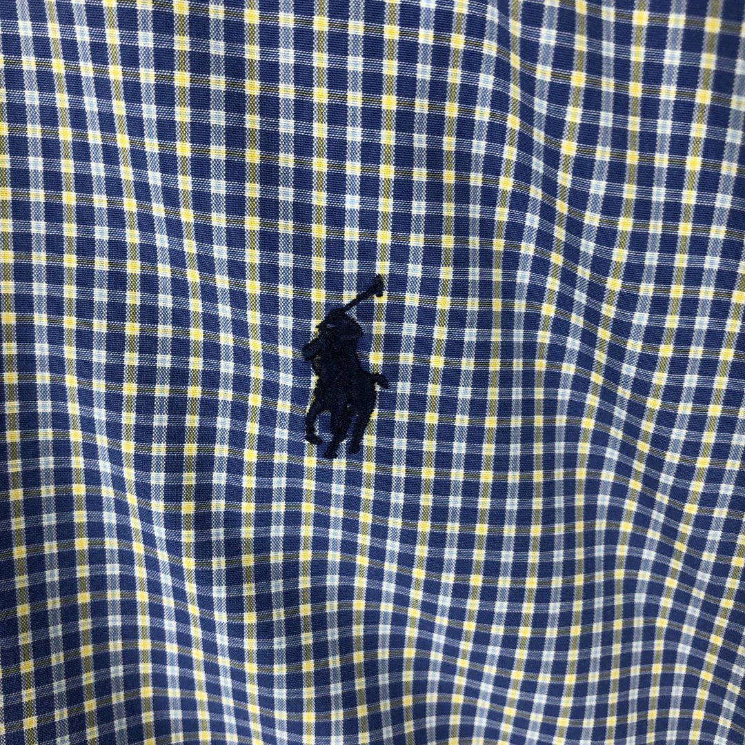 Ralph Lauren YARMOUTH Long Sleeve Button-Down Check Shirt, Men's Size L cotton blue type Vintage Second Hand