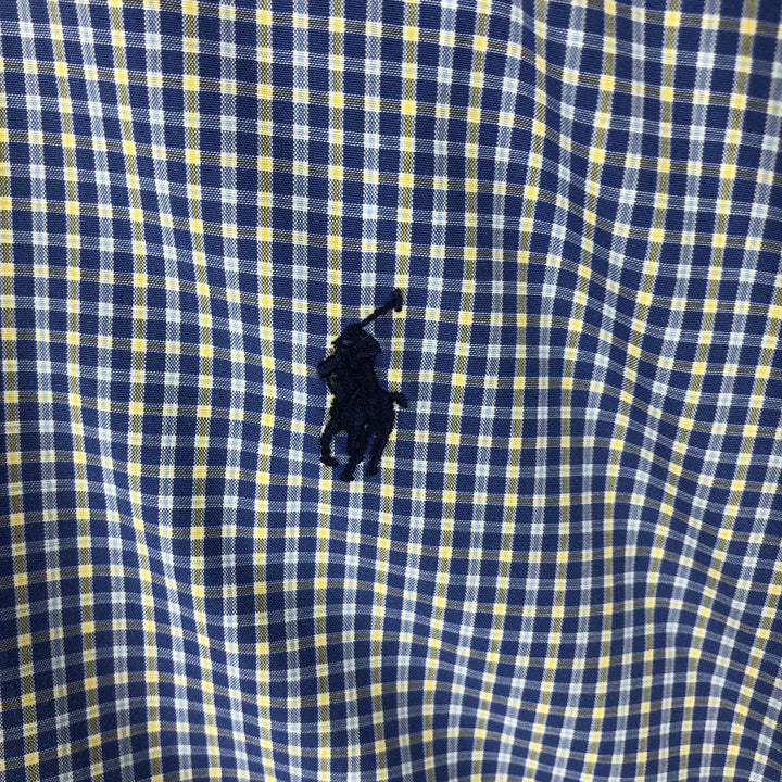 Ralph Lauren YARMOUTH Long Sleeve Button-Down Check Shirt, Men's Size L cotton blue type Vintage Second Hand