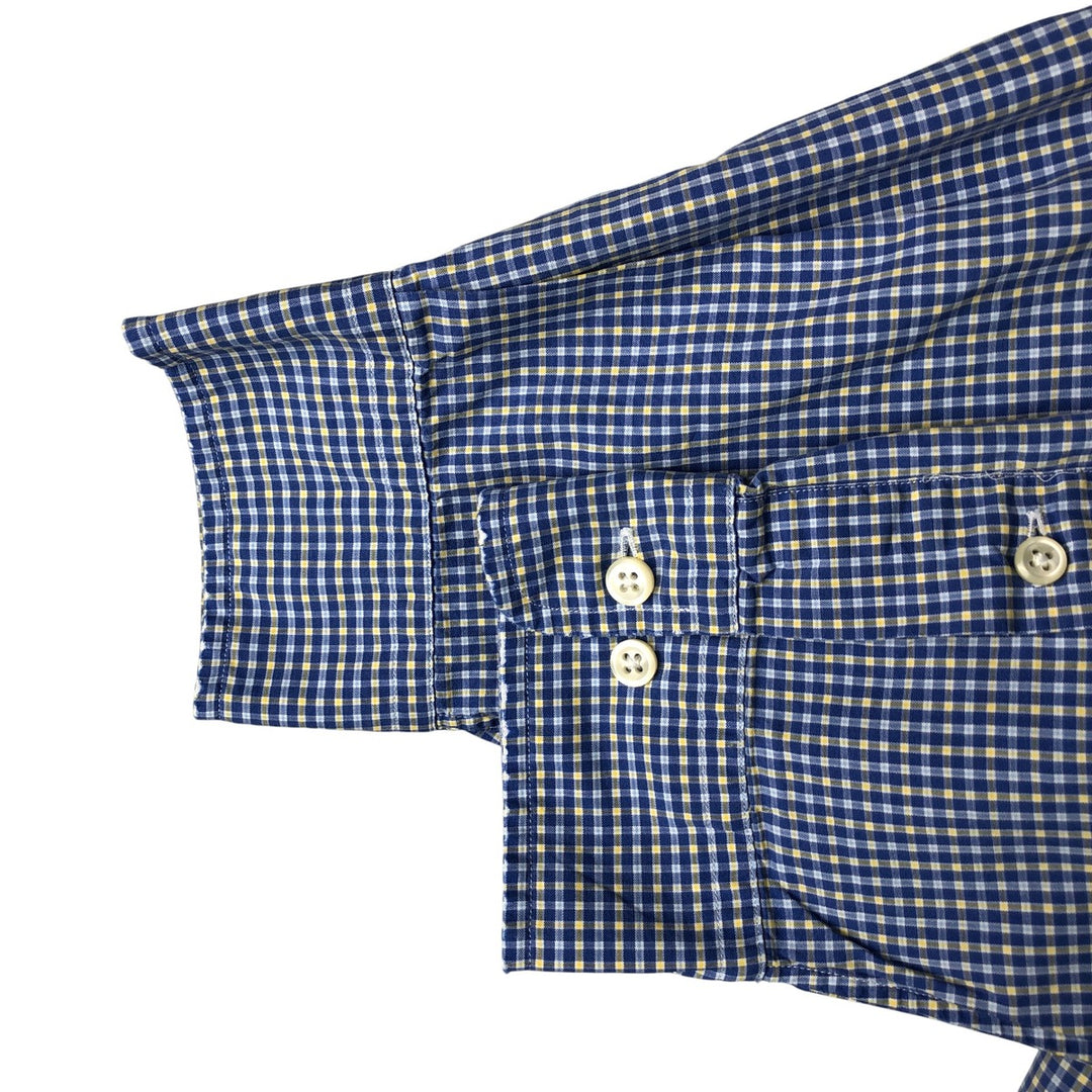 Ralph Lauren YARMOUTH Long Sleeve Button-Down Check Shirt, Men's Size L cotton blue type Vintage Second Hand